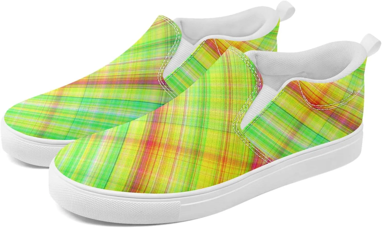 Slip On Sneaker for Women's Men's Low-Top Casual Canvas Shoes Comfortable Lightweight Flats Plaid Loafers Fashion Sneakers