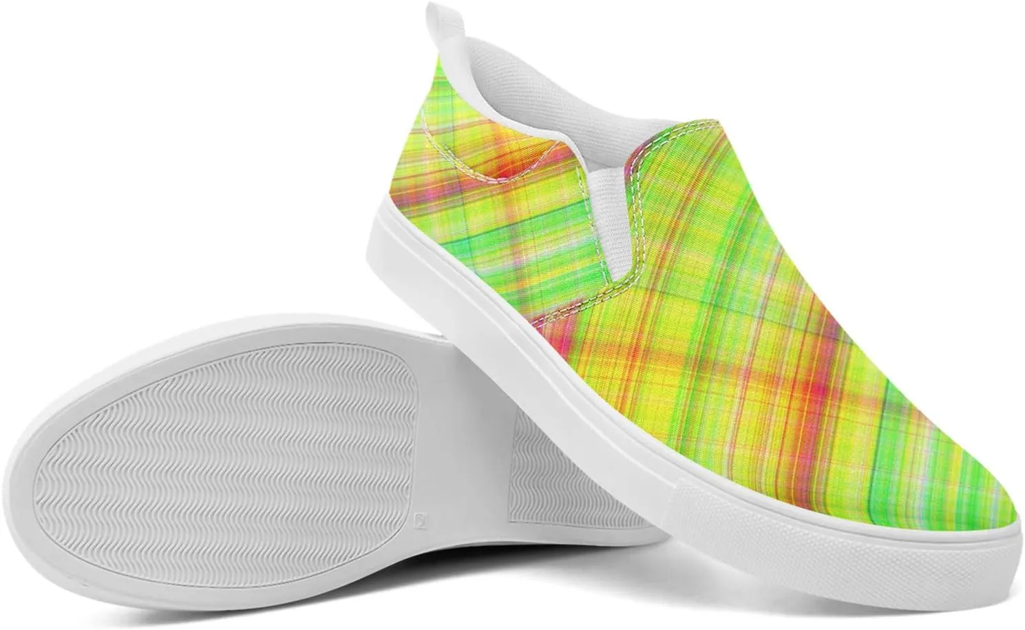 Slip On Sneaker for Women's Men's Low-Top Casual Canvas Shoes Comfortable Lightweight Flats Plaid Loafers Fashion Sneakers