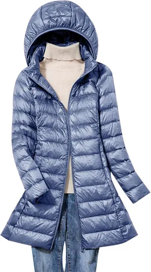 SMIDOW Long Puffer Coat For Women Plus Size Warm Winter Down Jackets Lightweight Removable Hood Quilted Coats