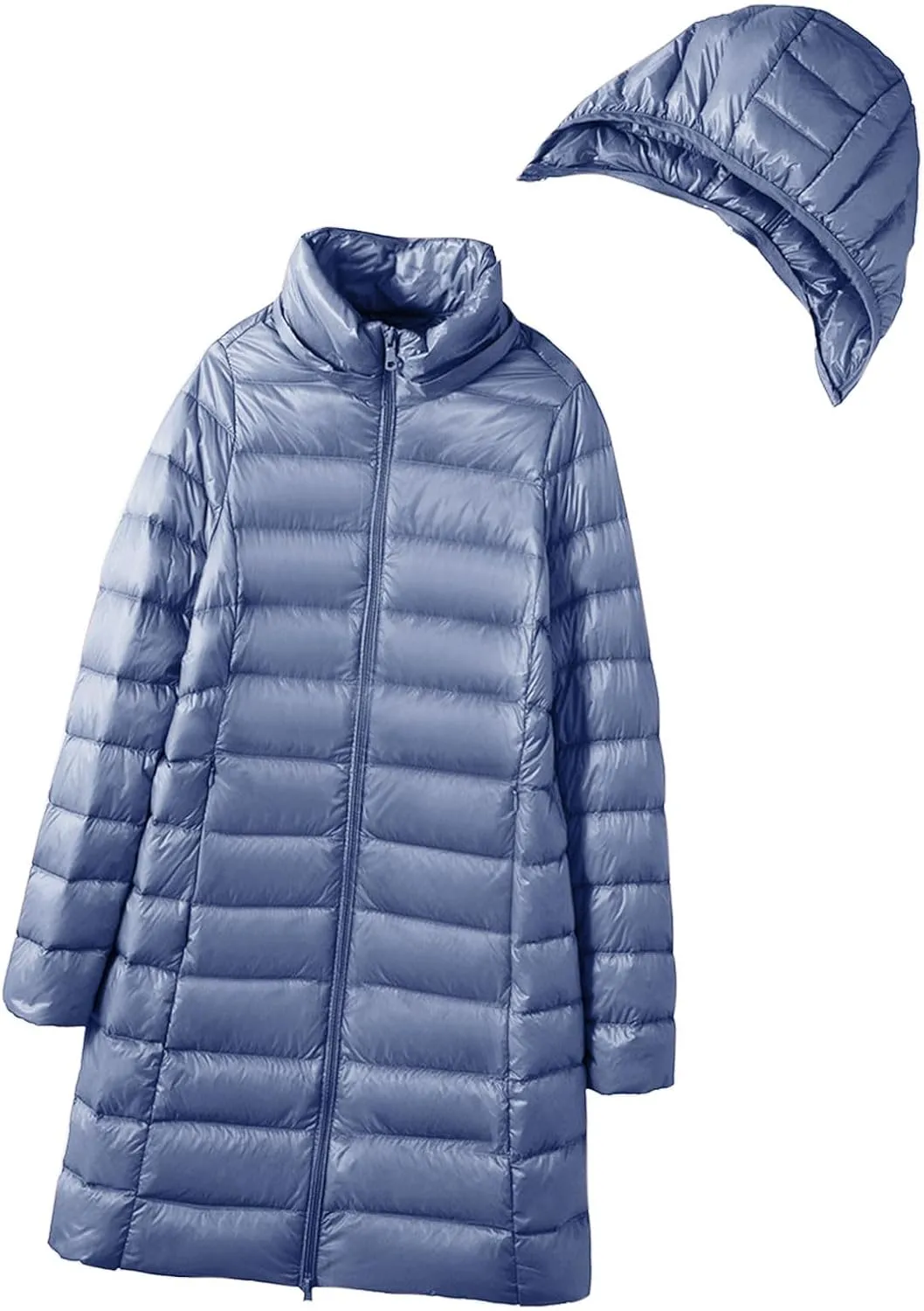 SMIDOW Long Puffer Coat For Women Plus Size Warm Winter Down Jackets Lightweight Removable Hood Quilted Coats