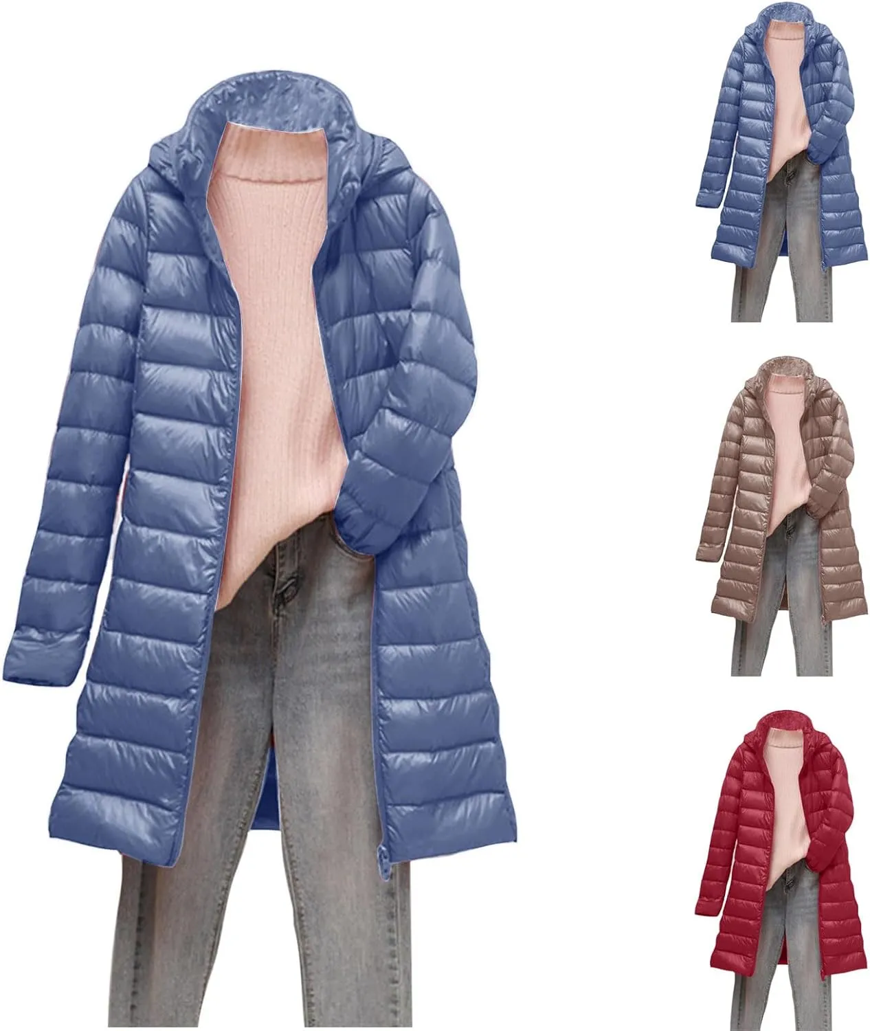 SMIDOW Long Puffer Coat For Women Plus Size Warm Winter Down Jackets Lightweight Removable Hood Quilted Coats