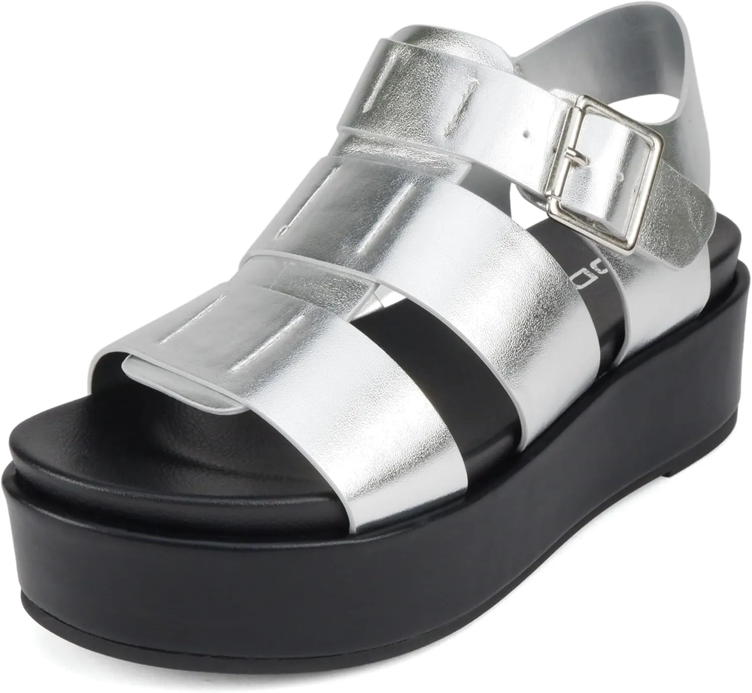 Soda "Bossi ~ Women Round Toe Flatform Fisherman Wedge Sandals with Adjustable Buckle