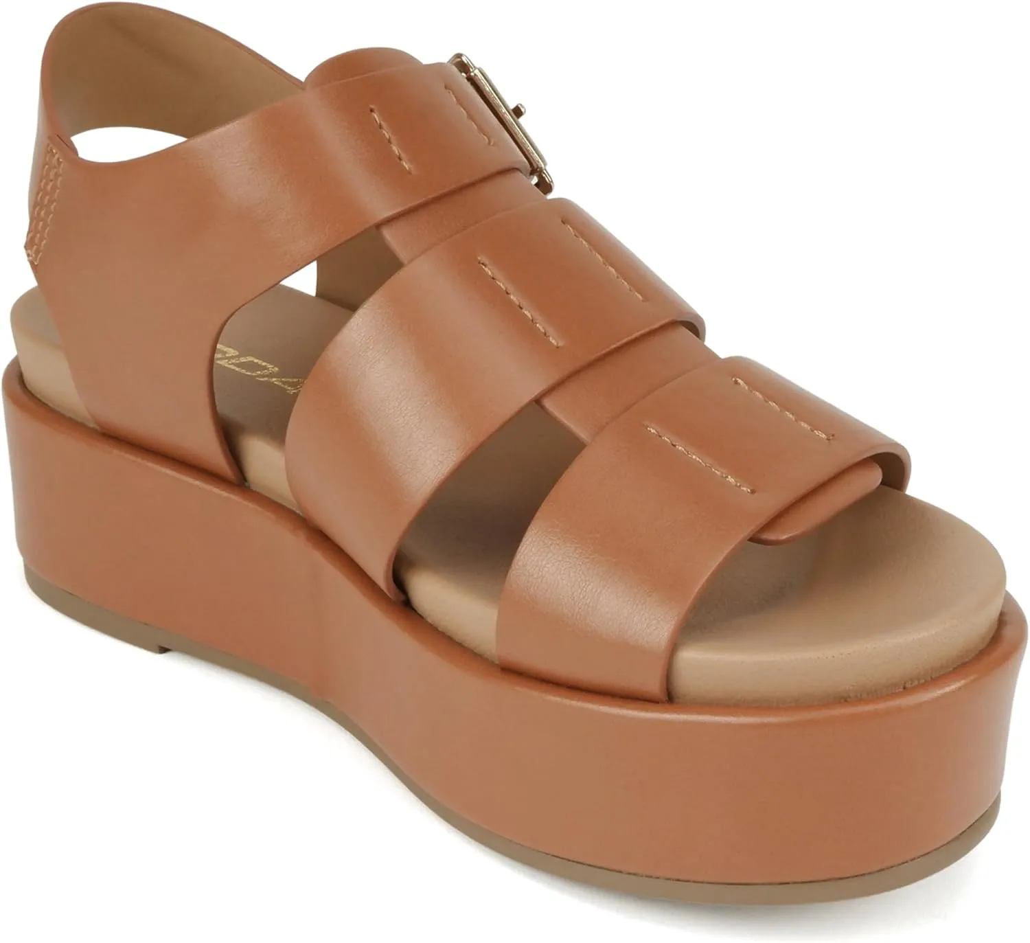 Soda "Bossi ~ Women Round Toe Flatform Fisherman Wedge Sandals with Adjustable Buckle