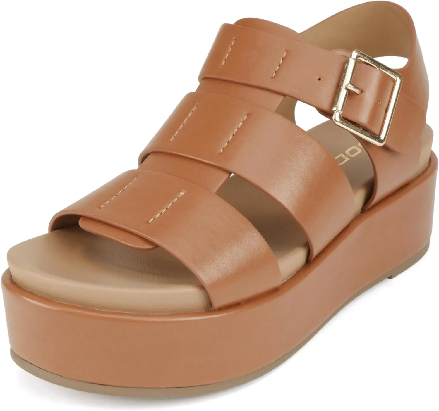 Soda "Bossi ~ Women Round Toe Flatform Fisherman Wedge Sandals with Adjustable Buckle