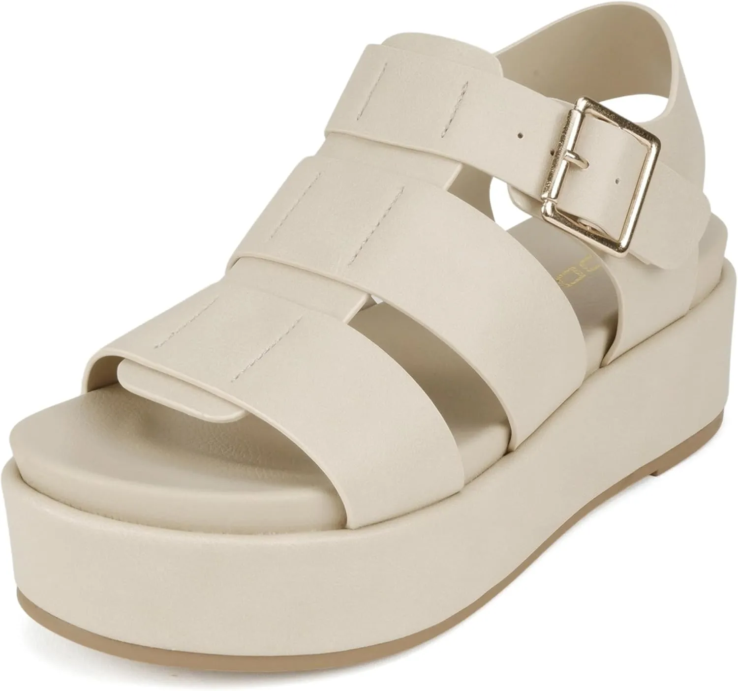 Soda "Bossi ~ Women Round Toe Flatform Fisherman Wedge Sandals with Adjustable Buckle