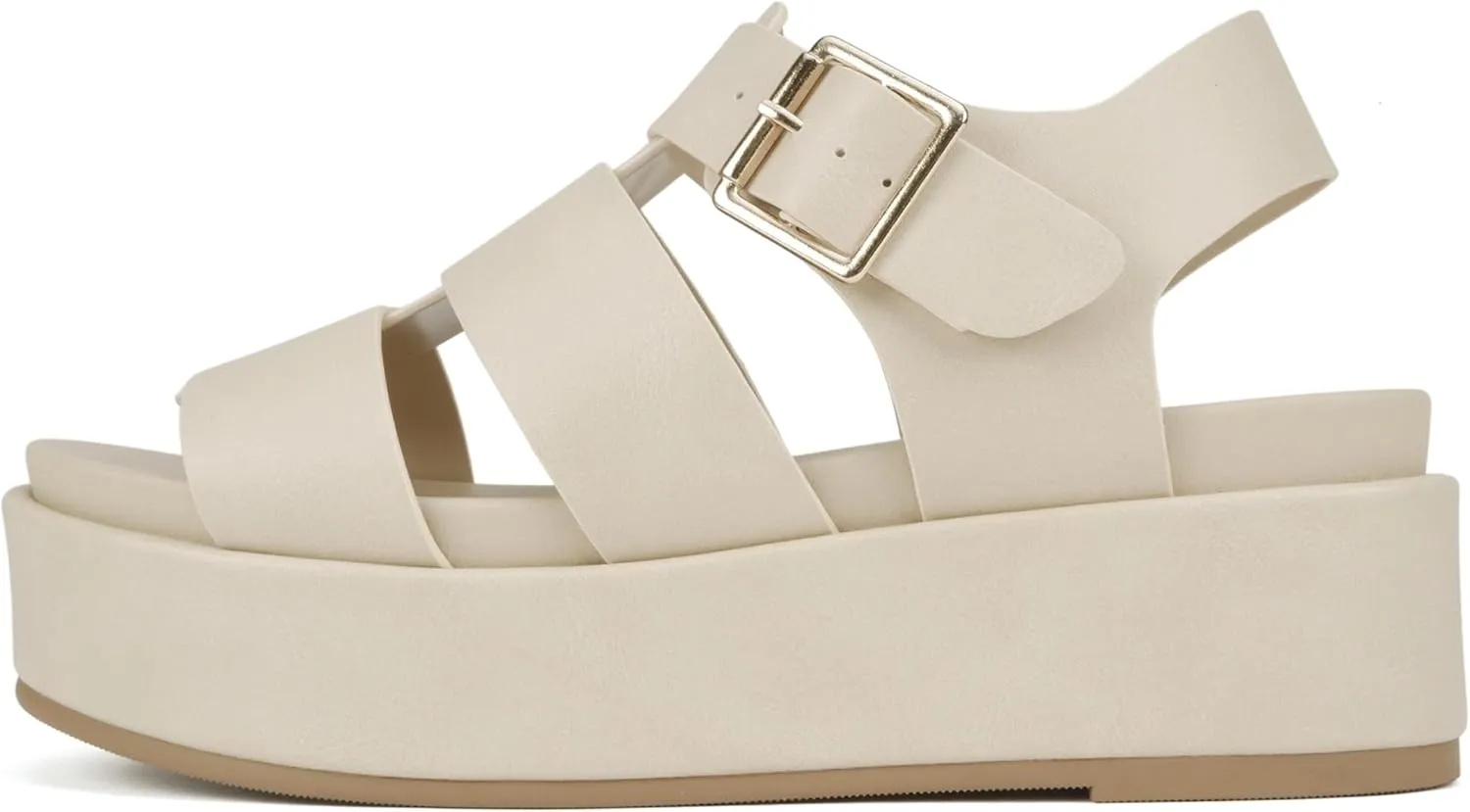 Soda "Bossi ~ Women Round Toe Flatform Fisherman Wedge Sandals with Adjustable Buckle