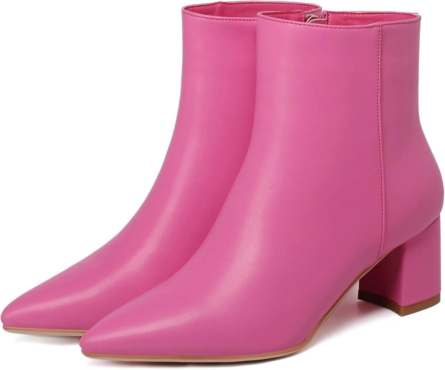 SoundSky Chunky Go Go Boots Women Pointed Toe Ankle Boots Block Heel Side Zipper High Heel Short Booties
