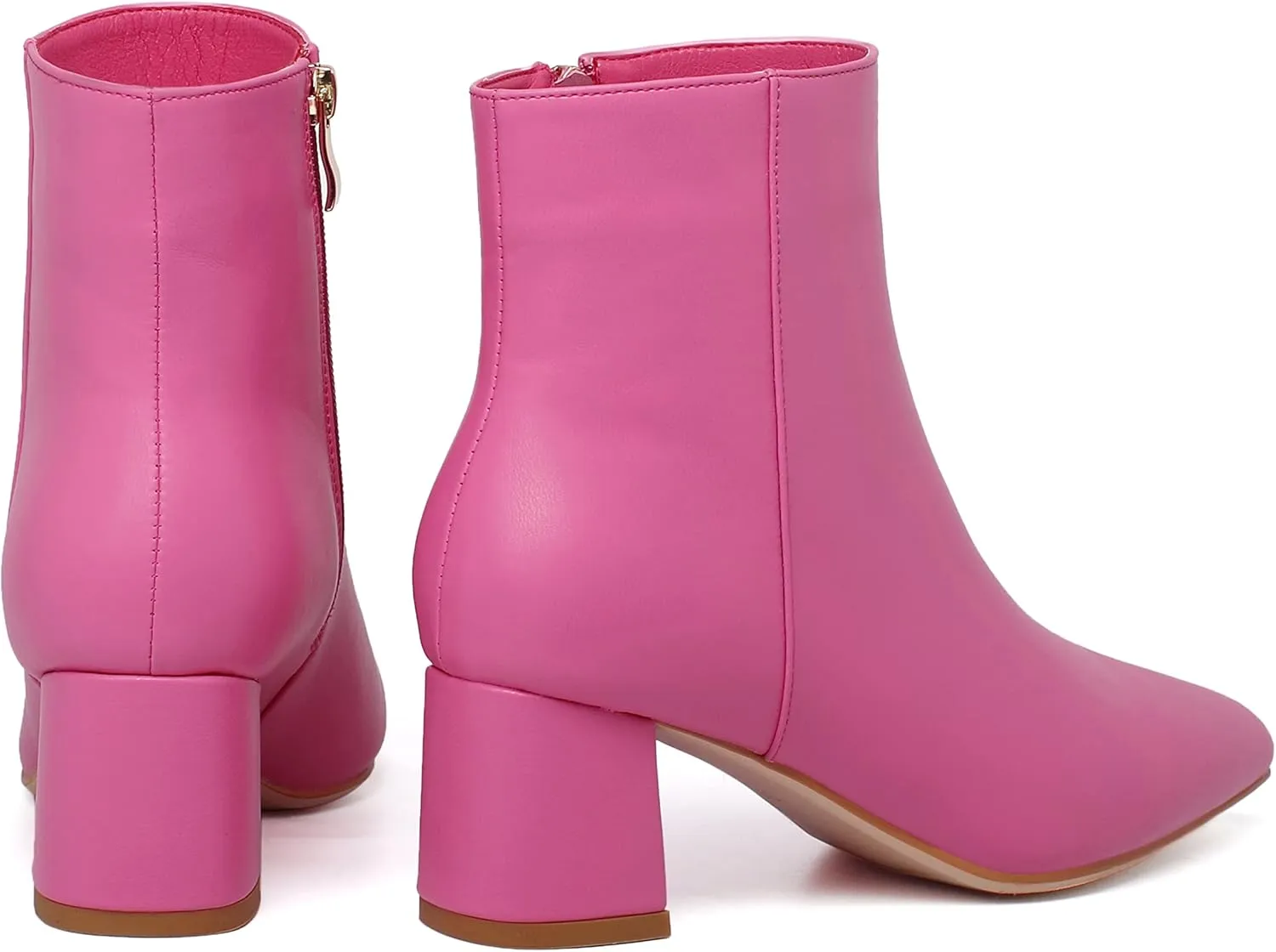 SoundSky Chunky Go Go Boots Women Pointed Toe Ankle Boots Block Heel Side Zipper High Heel Short Booties