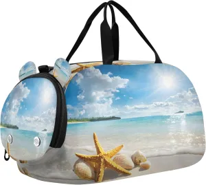 Starfish Shell Youth Sports & Travel Duffle Bag with Shoe Compartment,Waterproof Gym Bag for Girls and Boys (Overnight Essentials Organizer)