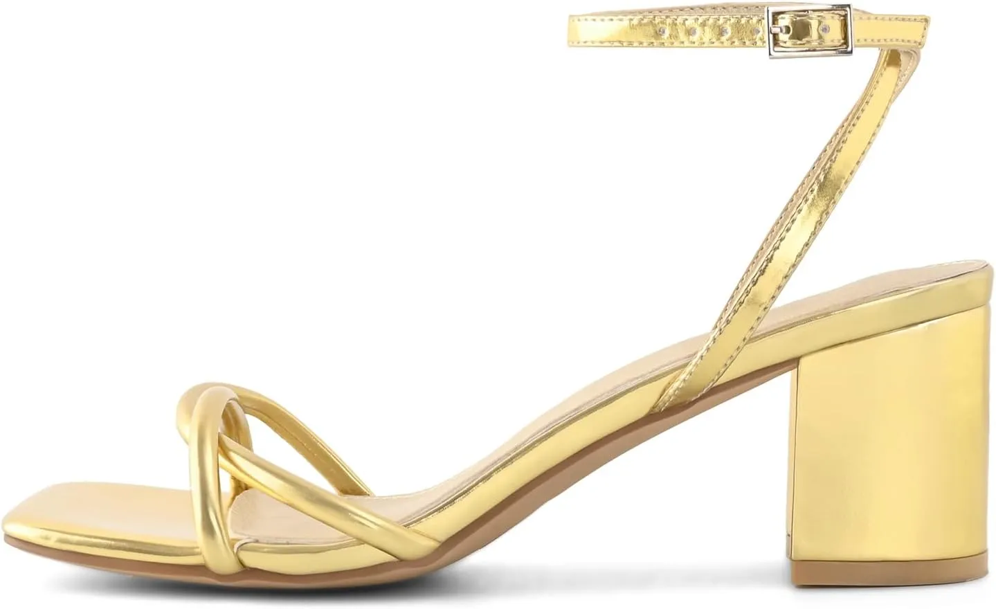 Strappy Heels for Women Block Chunky Heels Open Square Toe Ankle Strap Buckle Sandals dress party shoes