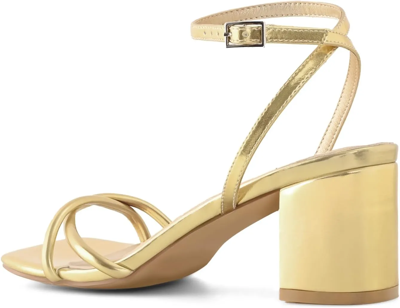Strappy Heels for Women Block Chunky Heels Open Square Toe Ankle Strap Buckle Sandals dress party shoes