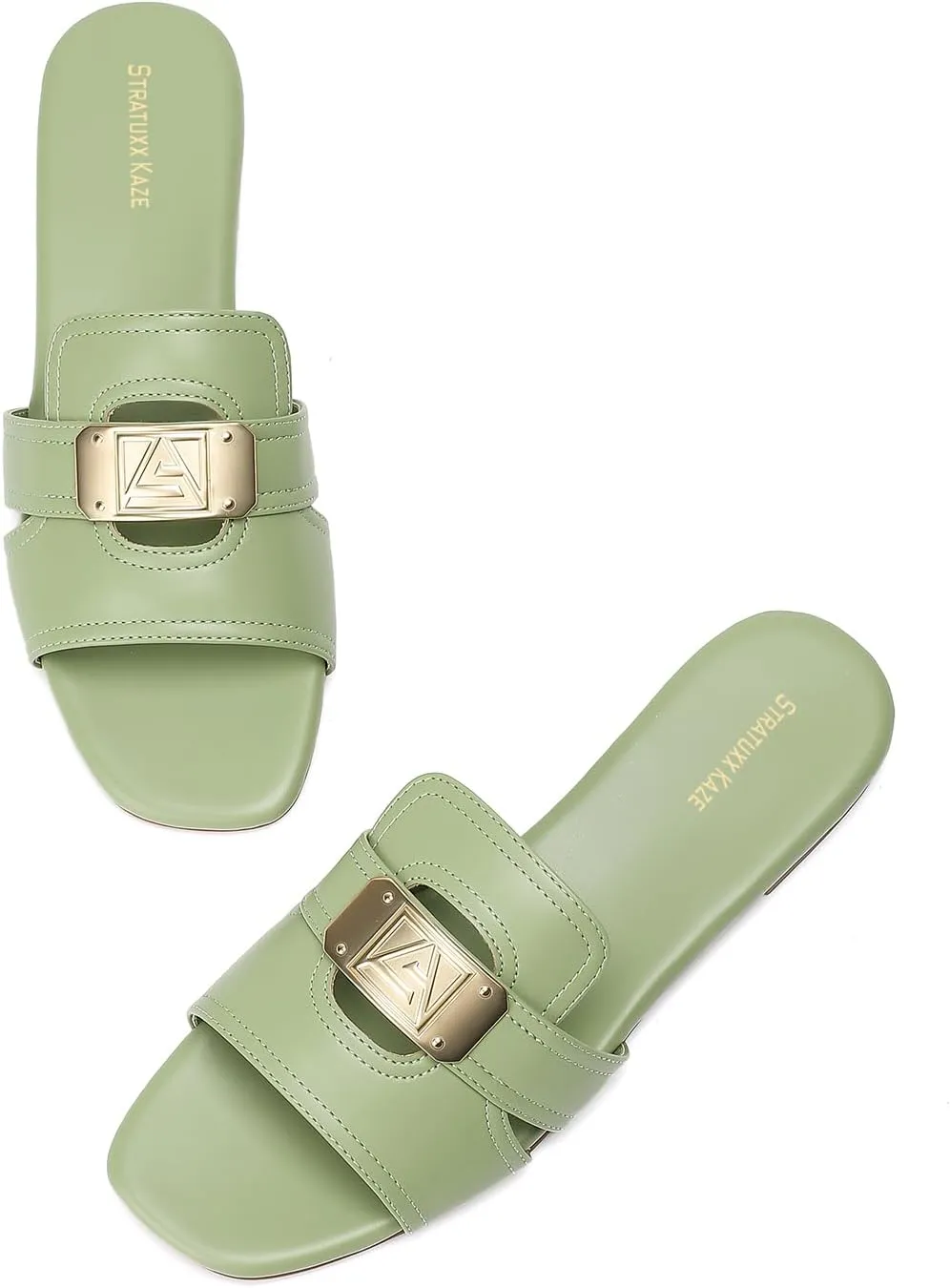 Stratuxx Kaze Women's Dressy Sandals Slip on Flat Summer Shoes Open Toe Slide Sandals for Women Size 5-11