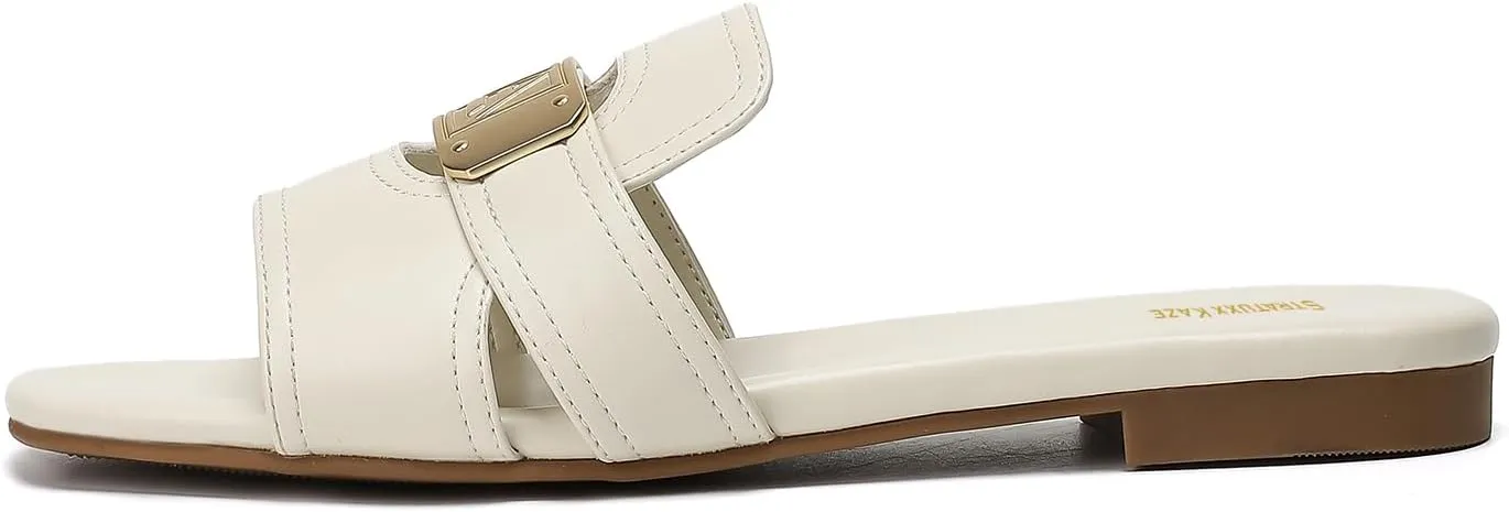 Stratuxx Kaze Women's Dressy Sandals Slip on Flat Summer Shoes Open Toe Slide Sandals for Women Size 5-11