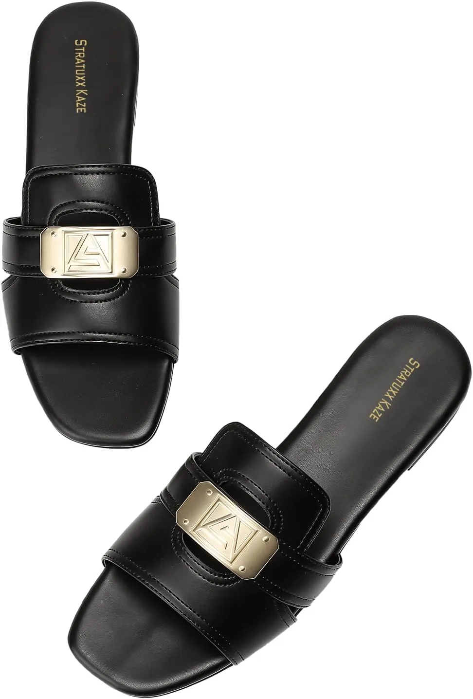 Stratuxx Kaze Women's Dressy Sandals Slip on Flat Summer Shoes Open Toe Slide Sandals for Women Size 5-11