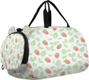 Strawberry Youth Sports & Travel Duffle Bag with Shoe Compartment,Waterproof Gym Bag for Girls and Boys (Overnight Essentials Organizer)