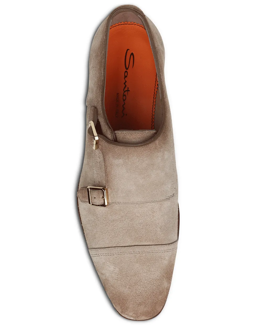 Suede Double Monk Strap Loafer in Beige