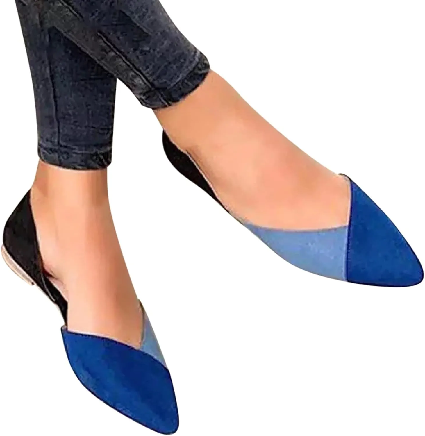 Suede Flat Shoes for Women Comfort Slip On Loafers Pointed Toe Ballet Flats Shoes Casual Dress Shoe Nude Flats