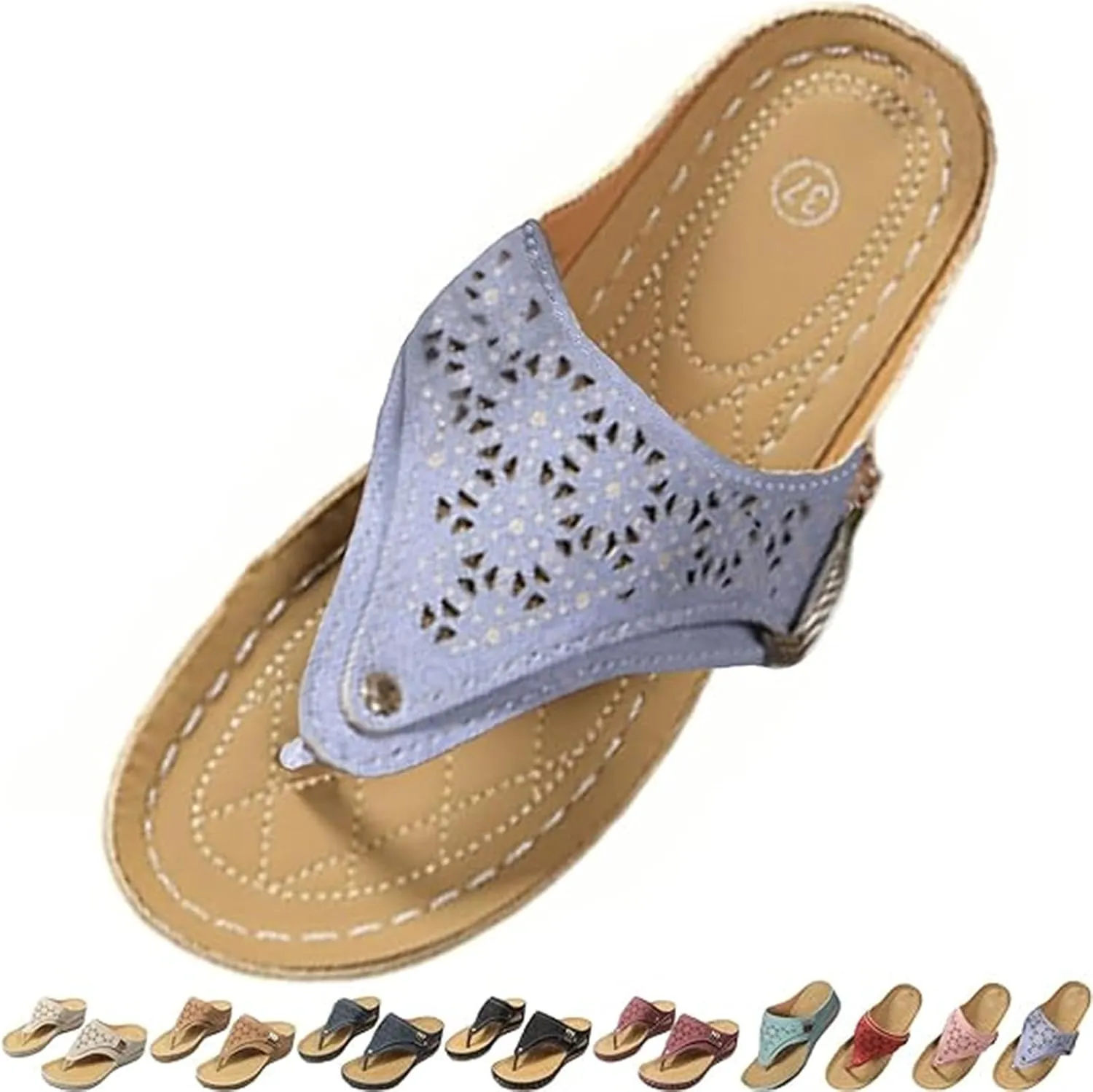 Summer Sandals for Women 2025 Beach Travel Comfortable Orthowalkway Arch Support Hollow Flip Flops Wedge Sandals