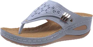 Summer Sandals for Women 2025 Beach Travel Comfortable Orthowalkway Arch Support Hollow Flip Flops Wedge Sandals