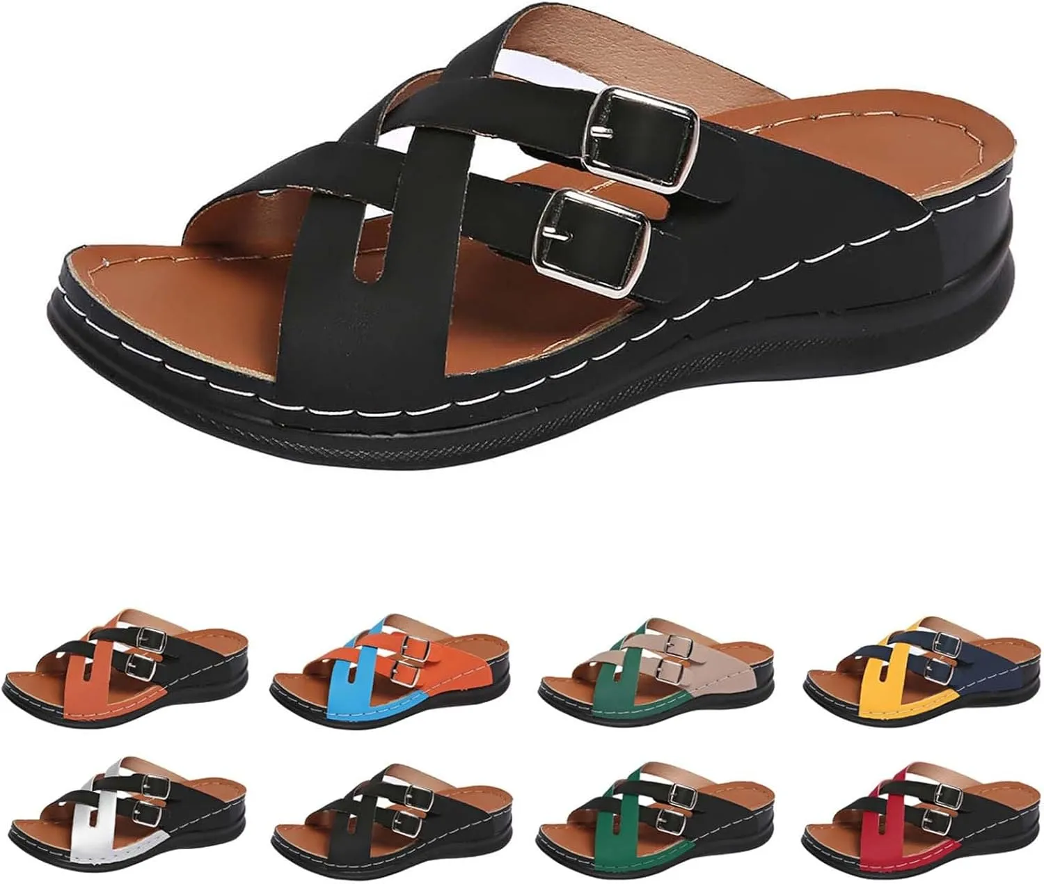 Summer Sandals for Women Comfortable Arch Support Breathable Open Toe Beach Shoes Dressy Platform Wedge Sandals