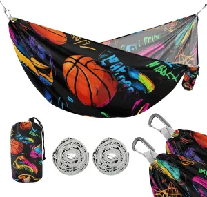 susiyo Portable Camping Hammock Basketballs Sneakers Printed Lightweight Hammock Comfortable Travel Swing with Tree Straps for Camping Hiking Backpacking Travel or Beach - Up to 330lbs