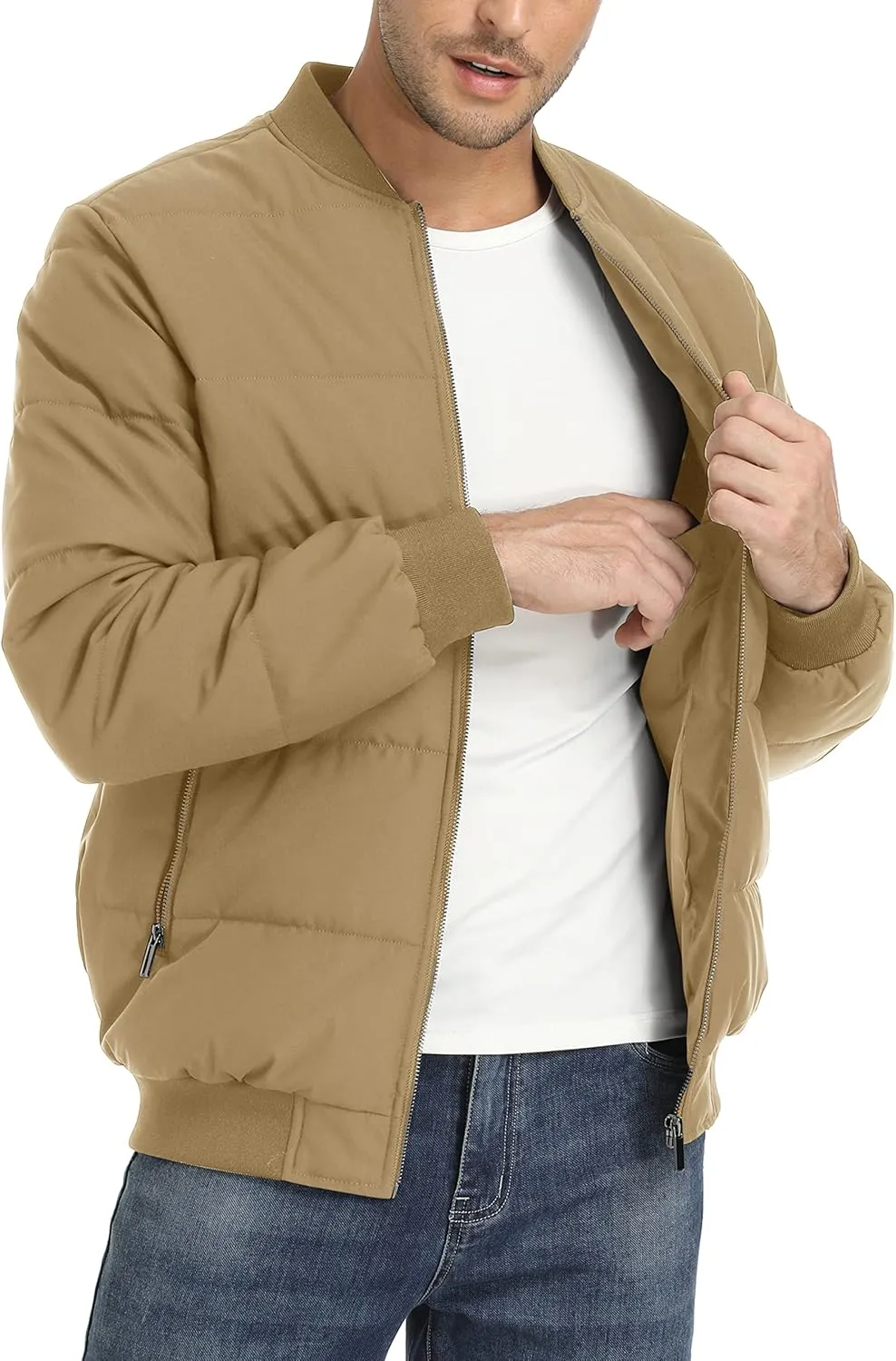 TACVASEN Puffer Jacket Men Quilted Mens Lightweight Jackets Water-Resistant Warm Padded Comfortable for Winter