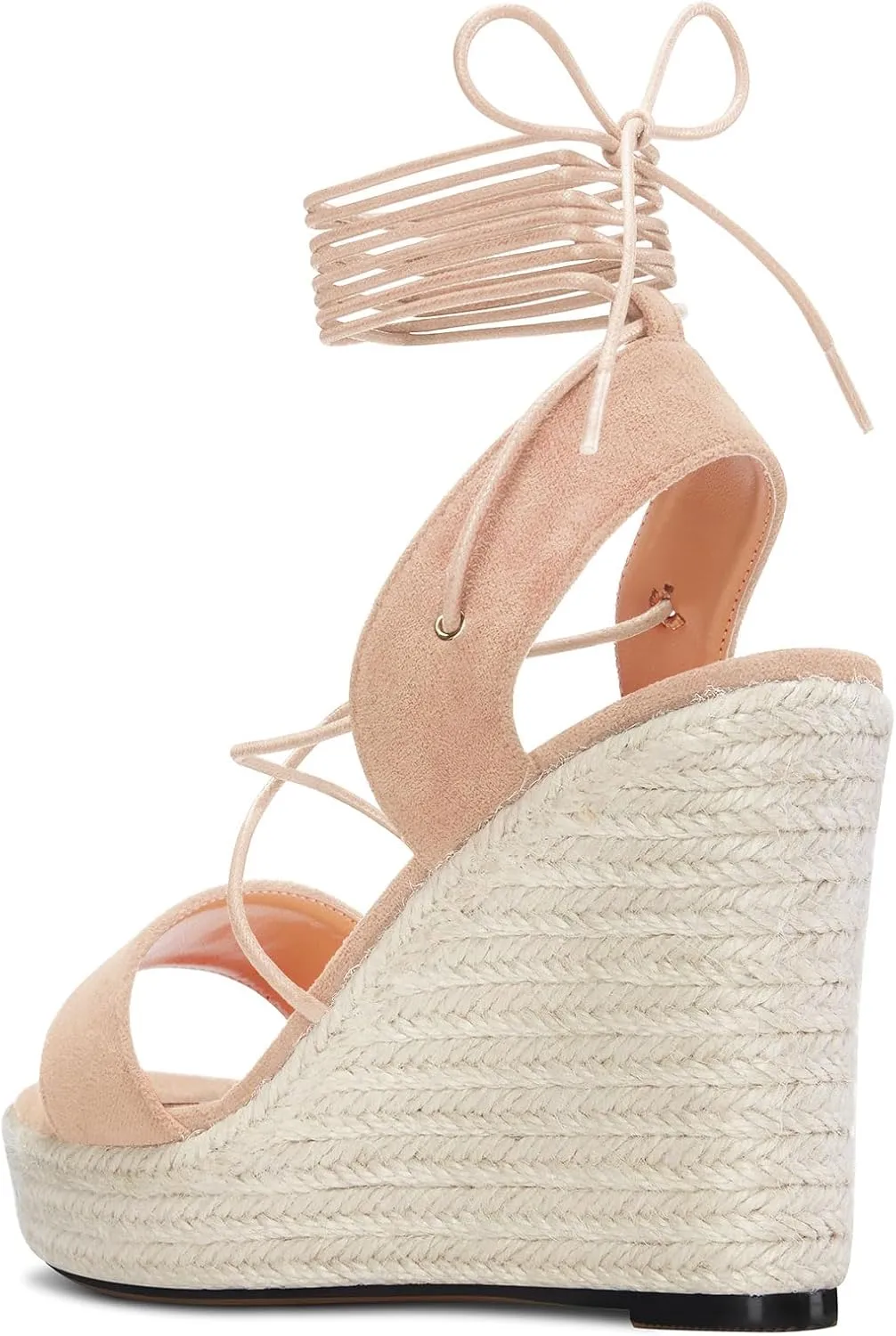 TNYNFBEB Womens High Wedge Heel Peep Open Toe Sandals Cross-Strap Lace-up Prom Basic Classic 3.9 Inches Heels