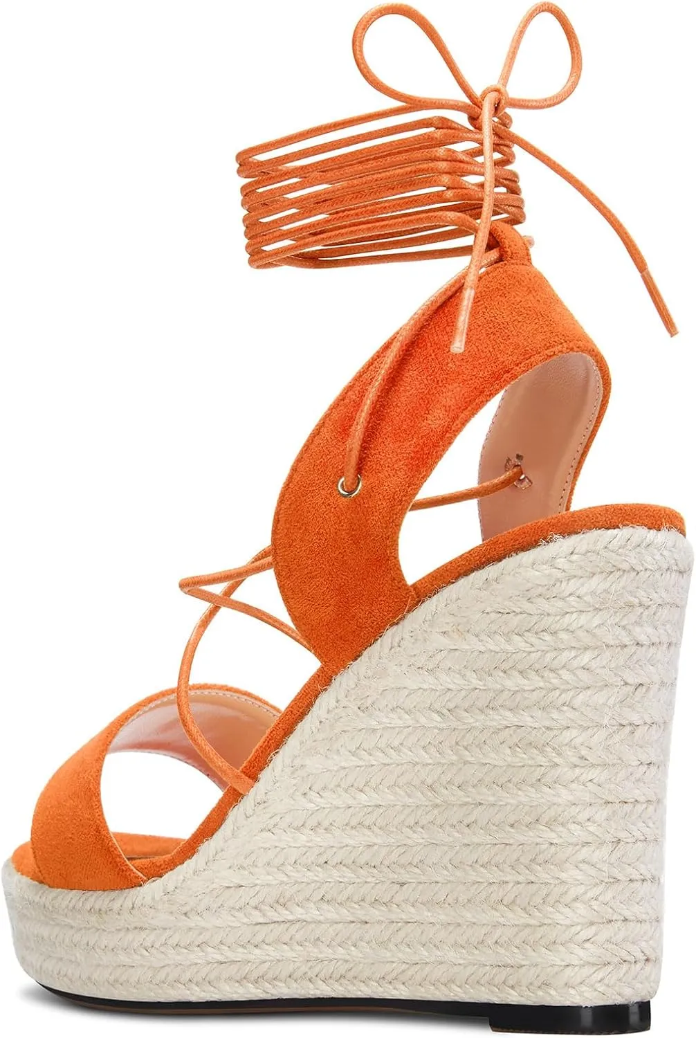 TNYNFBEB Womens High Wedge Heel Peep Open Toe Sandals Cross-Strap Lace-up Prom Basic Classic 3.9 Inches Heels
