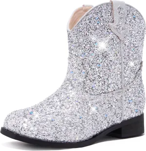 Toddler Girls Cowgirl Boots Western Glitter Cowboy Boot Ankle Boots Little Kids Big Kid Horse Riding Shoes Party Birthday Dress Up