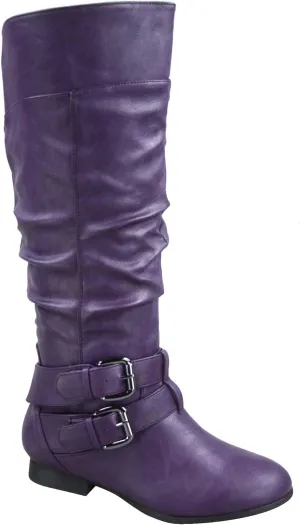 TOP Moda Coco-20 Women's Fashion Round Toe Low Heel Knee High Zipper Riding Boot Shoes