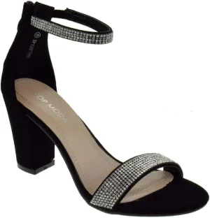 TOP Moda Gallery-45 Ankle Strap Dressy High Heel Sandal, Non-slip Sole, For Wedding, Party, Prom, Evening Wear, or Any Occasion, Sleek Style Block Heel Sandals