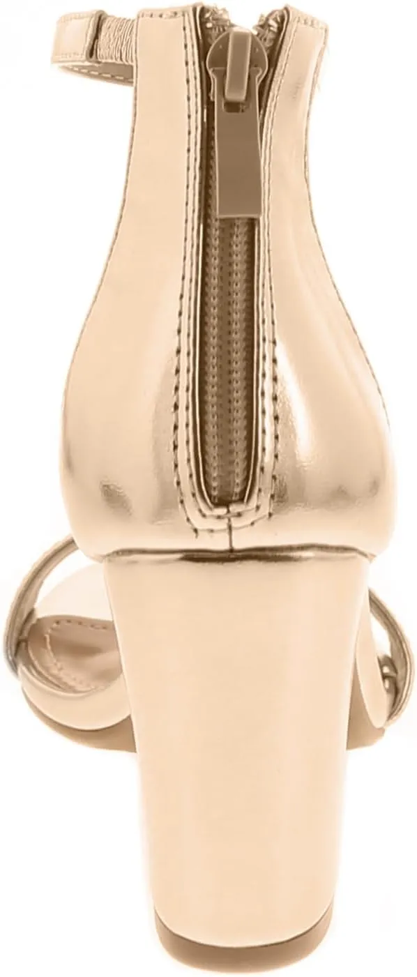 TOP MODA Hannah-1 Ankle Strap Dressy High Heel Sandal, Non-slip Sole, For Wedding, Party, Prom, Evening Wear, or Any Occasion, Sleek Style Block Heel Sandals