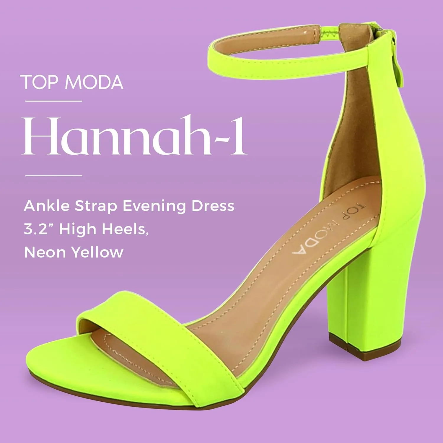 TOP MODA Hannah-1 Ankle Strap Dressy High Heel Sandal, Non-slip Sole, For Wedding, Party, Prom, Evening Wear, or Any Occasion, Sleek Style Block Heel Sandals