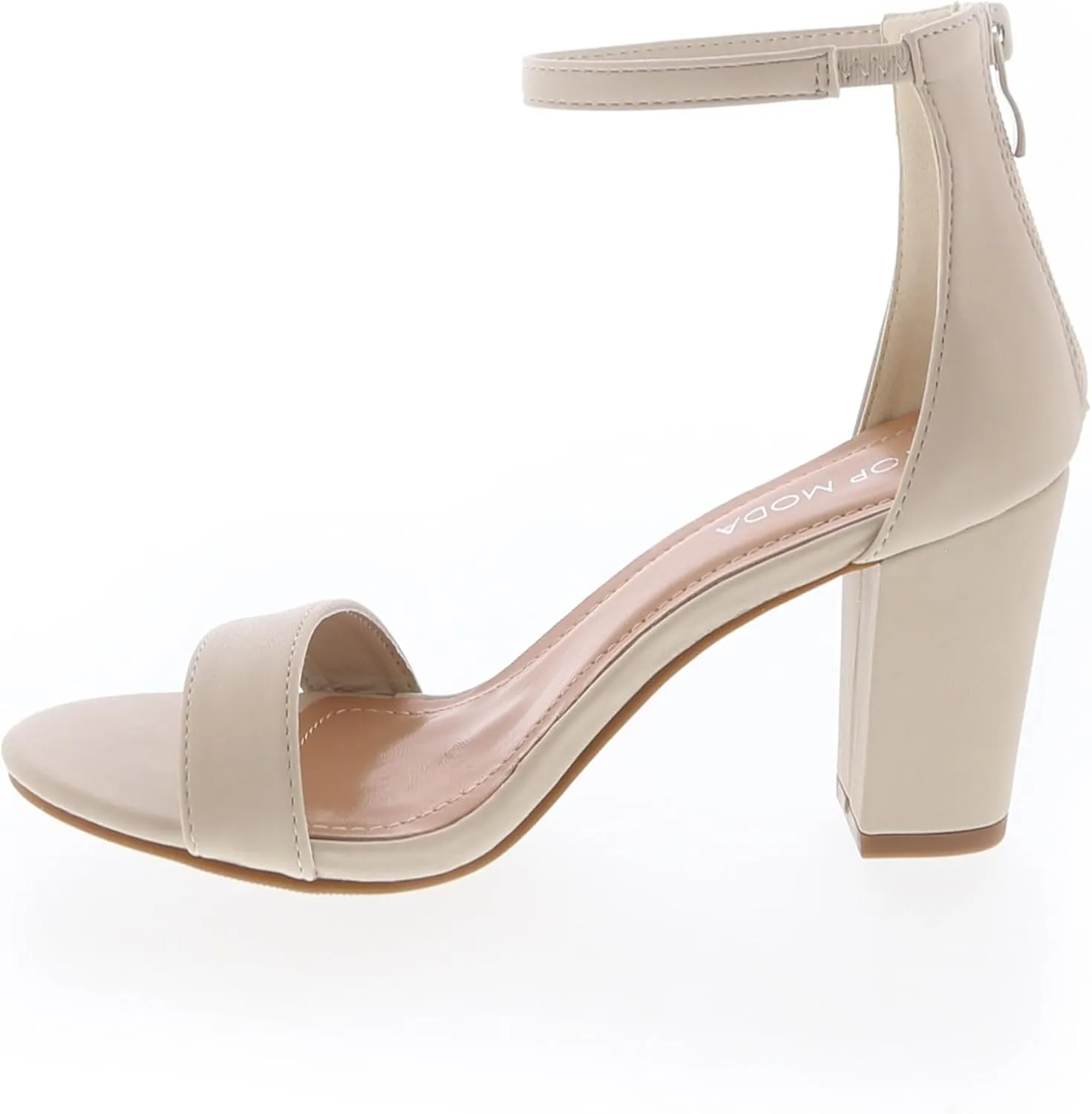 TOP MODA Hannah-1 Ankle Strap Dressy High Heel Sandal, Non-slip Sole, For Wedding, Party, Prom, Evening Wear, or Any Occasion, Sleek Style Block Heel Sandals