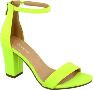 TOP MODA Hannah-1 Ankle Strap Dressy High Heel Sandal, Non-slip Sole, For Wedding, Party, Prom, Evening Wear, or Any Occasion, Sleek Style Block Heel Sandals