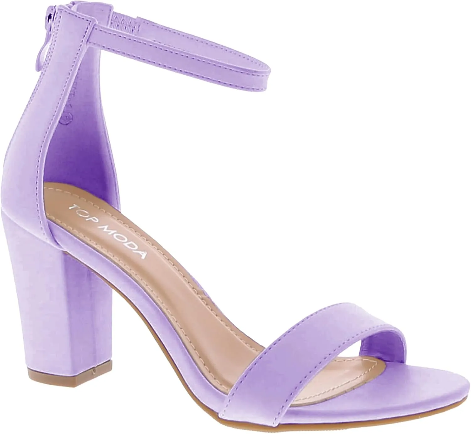 TOP MODA Hannah-1 Ankle Strap Dressy High Heel Sandal, Non-slip Sole, For Wedding, Party, Prom, Evening Wear, or Any Occasion, Sleek Style Block Heel Sandals