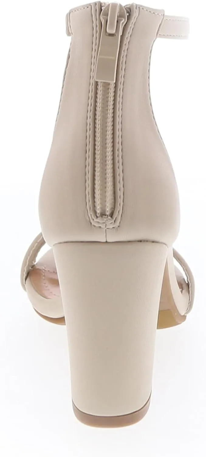 TOP MODA Hannah-1 Ankle Strap Dressy High Heel Sandal, Non-slip Sole, For Wedding, Party, Prom, Evening Wear, or Any Occasion, Sleek Style Block Heel Sandals