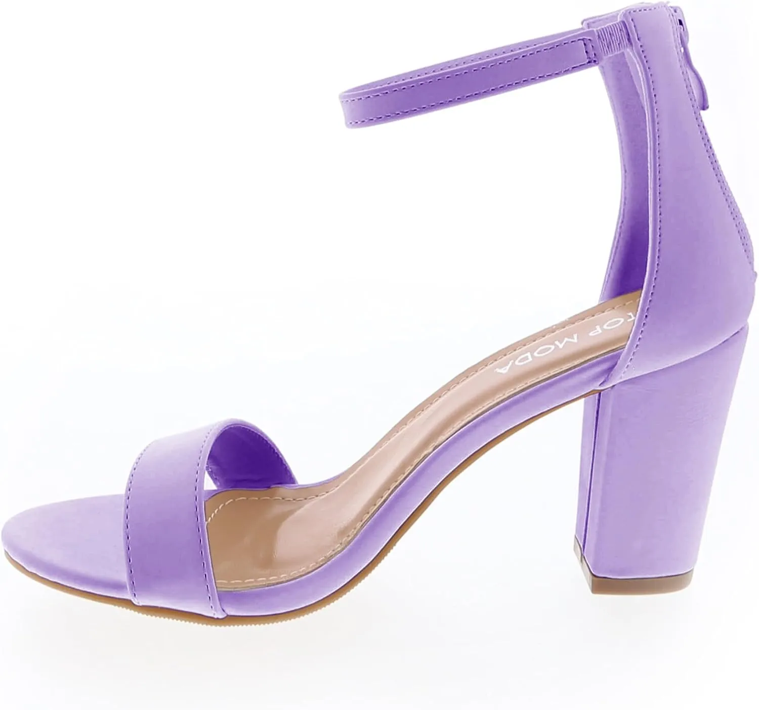 TOP MODA Hannah-1 Ankle Strap Dressy High Heel Sandal, Non-slip Sole, For Wedding, Party, Prom, Evening Wear, or Any Occasion, Sleek Style Block Heel Sandals