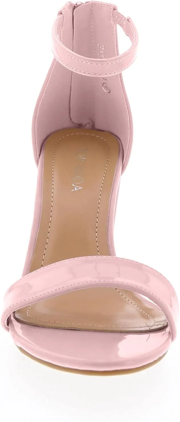 TOP MODA Hannah-1 Ankle Strap Dressy High Heel Sandal, Non-slip Sole, For Wedding, Party, Prom, Evening Wear, or Any Occasion, Sleek Style Block Heel Sandals