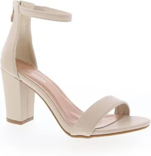TOP MODA Hannah-1 Ankle Strap Dressy High Heel Sandal, Non-slip Sole, For Wedding, Party, Prom, Evening Wear, or Any Occasion, Sleek Style Block Heel Sandals