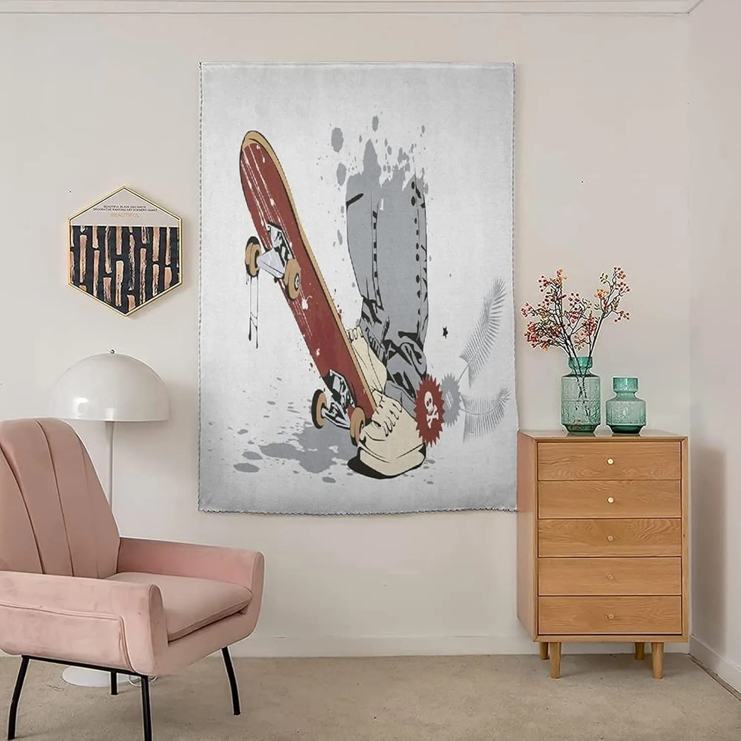 Travel Windows Blackout Curtain, Teen Room Curtain Shades, Skateboard with Boy Feet in Sneakers and Jeans Print Adjustable Temporary Blackout Shades,24W x40L Inches, for Bathroom Living Room Bedroom
