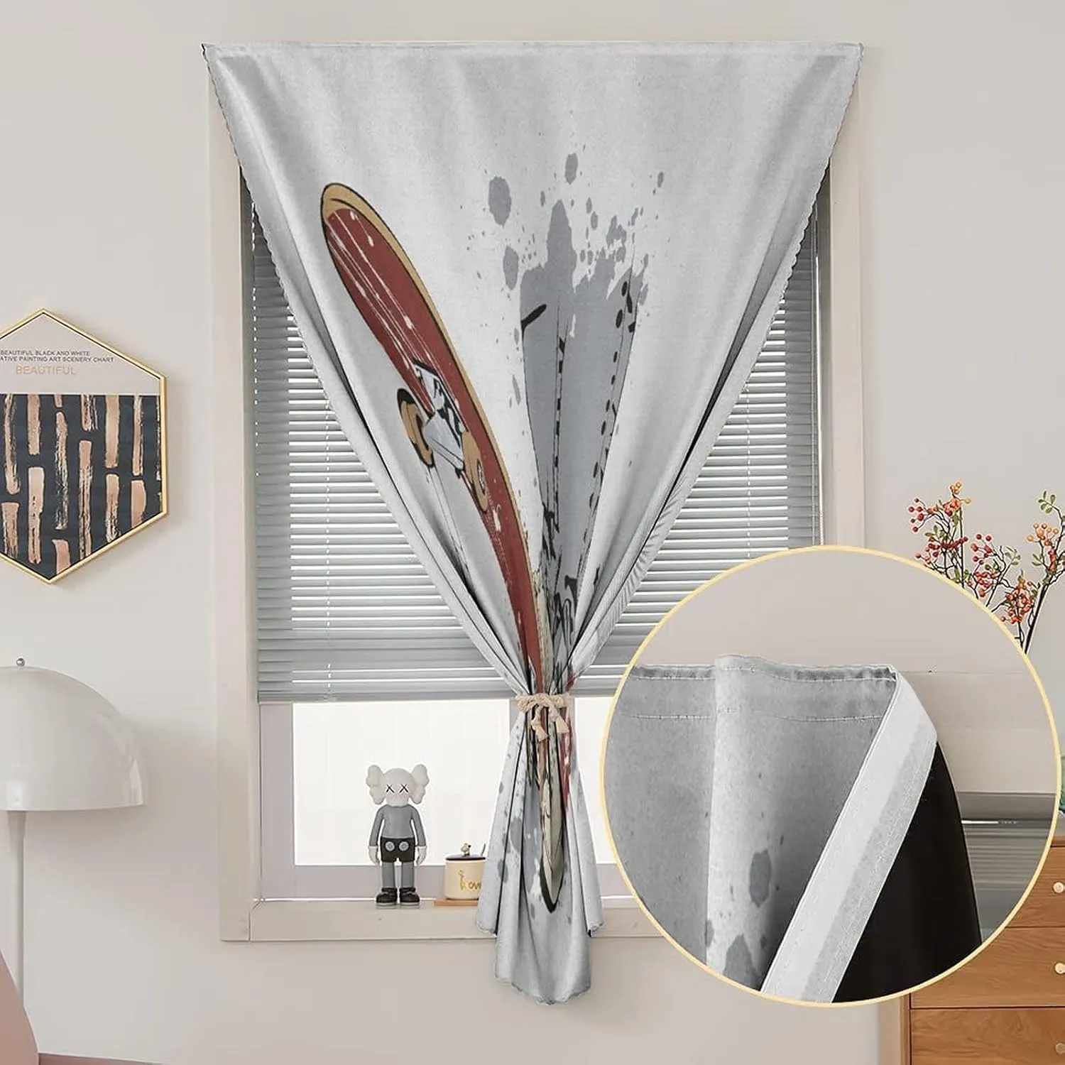 Travel Windows Blackout Curtain, Teen Room Curtain Shades, Skateboard with Boy Feet in Sneakers and Jeans Print Adjustable Temporary Blackout Shades,24W x40L Inches, for Bathroom Living Room Bedroom