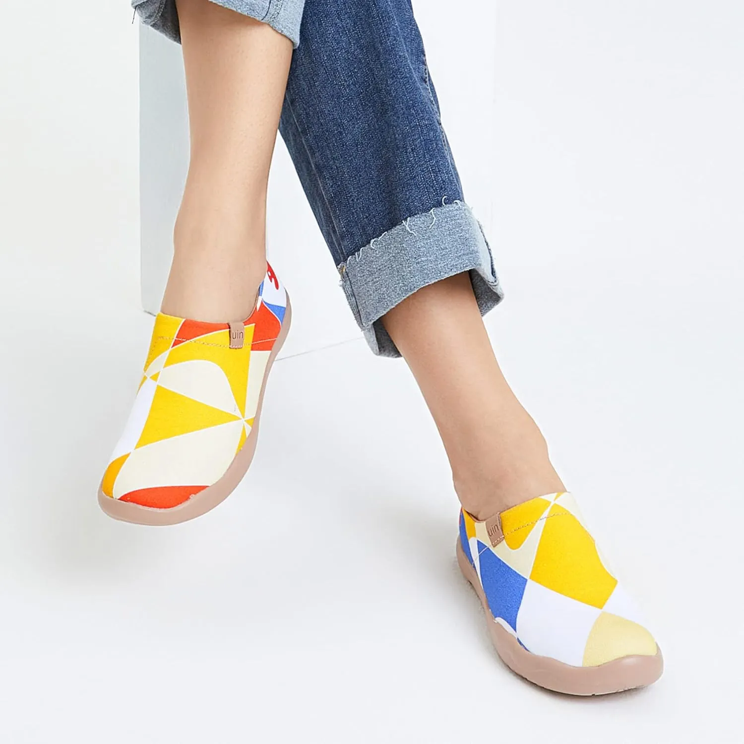 UIN Women's Slip Ons Lightweight Flats Walking Casual Loafers Travel Shoes Toledo Ⅰ Color & Geometry