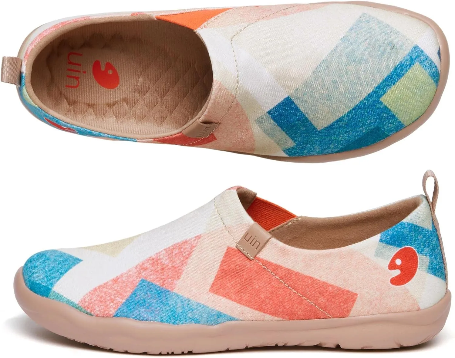 UIN Women's Slip Ons Lightweight Flats Walking Casual Loafers Travel Shoes Toledo Ⅰ Color & Geometry