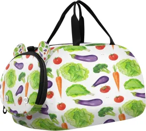 Vegetables Youth Sports & Travel Duffle Bag with Shoe Compartment,Waterproof Gym Bag for Girls and Boys (Overnight Essentials Organizer)