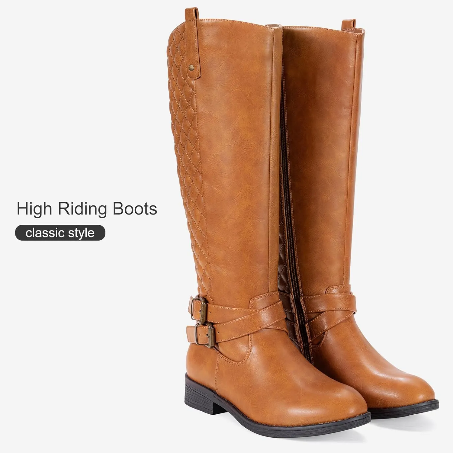 Vepose Women's 949 Knee High Boots,Tall Riding Boots Low Heel with Wide Calf