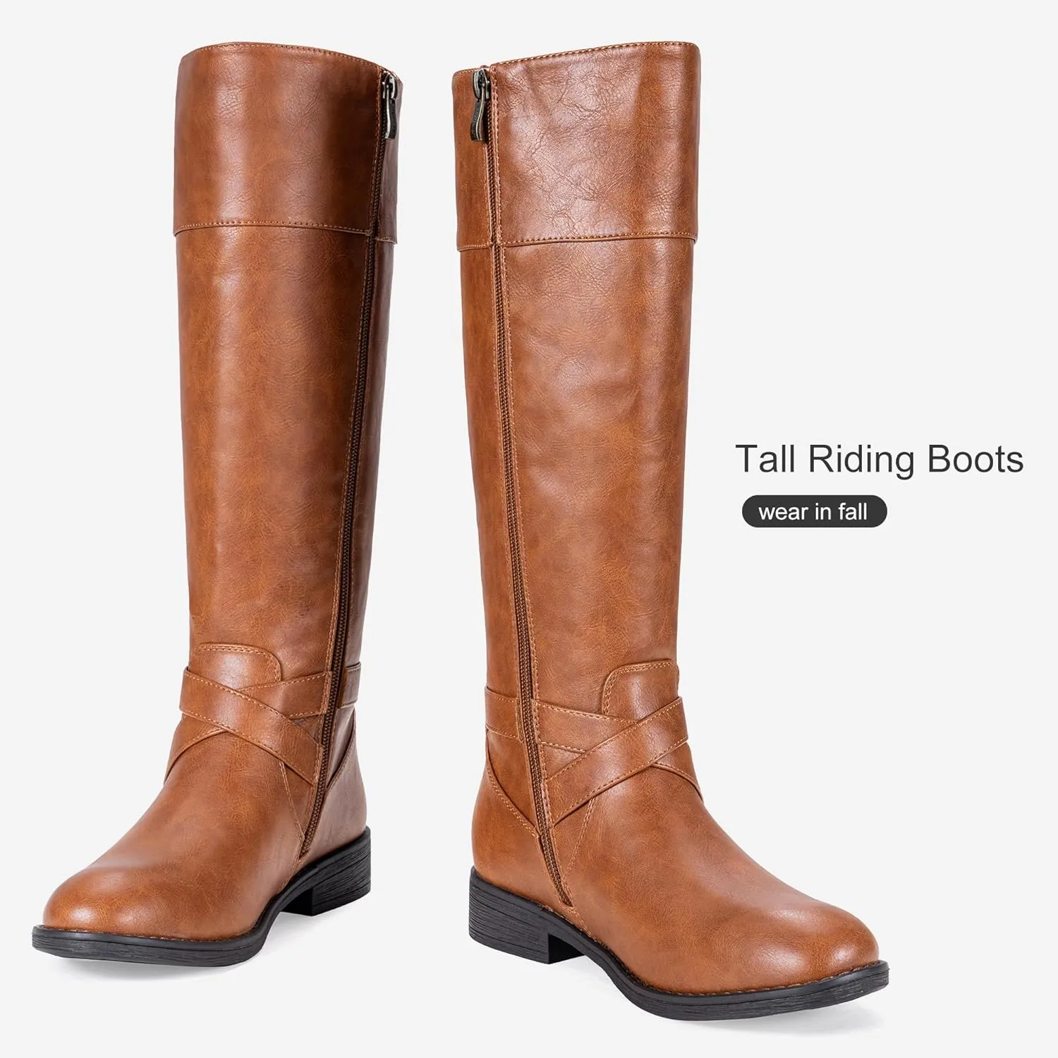 Vepose Women's 949 Knee High Boots,Tall Riding Boots Low Heel with Wide Calf