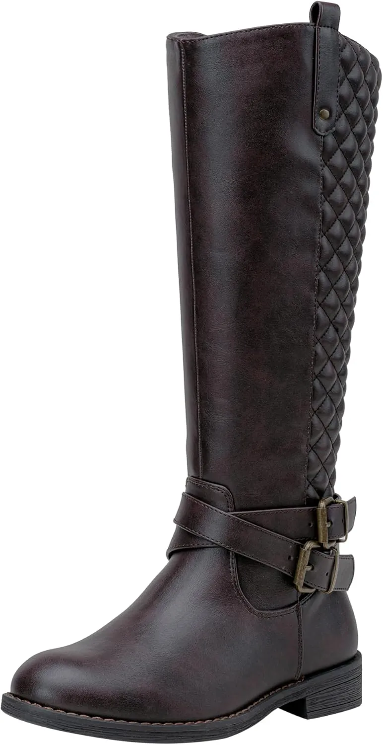 Vepose Women's 949 Knee High Boots,Tall Riding Boots Low Heel with Wide Calf