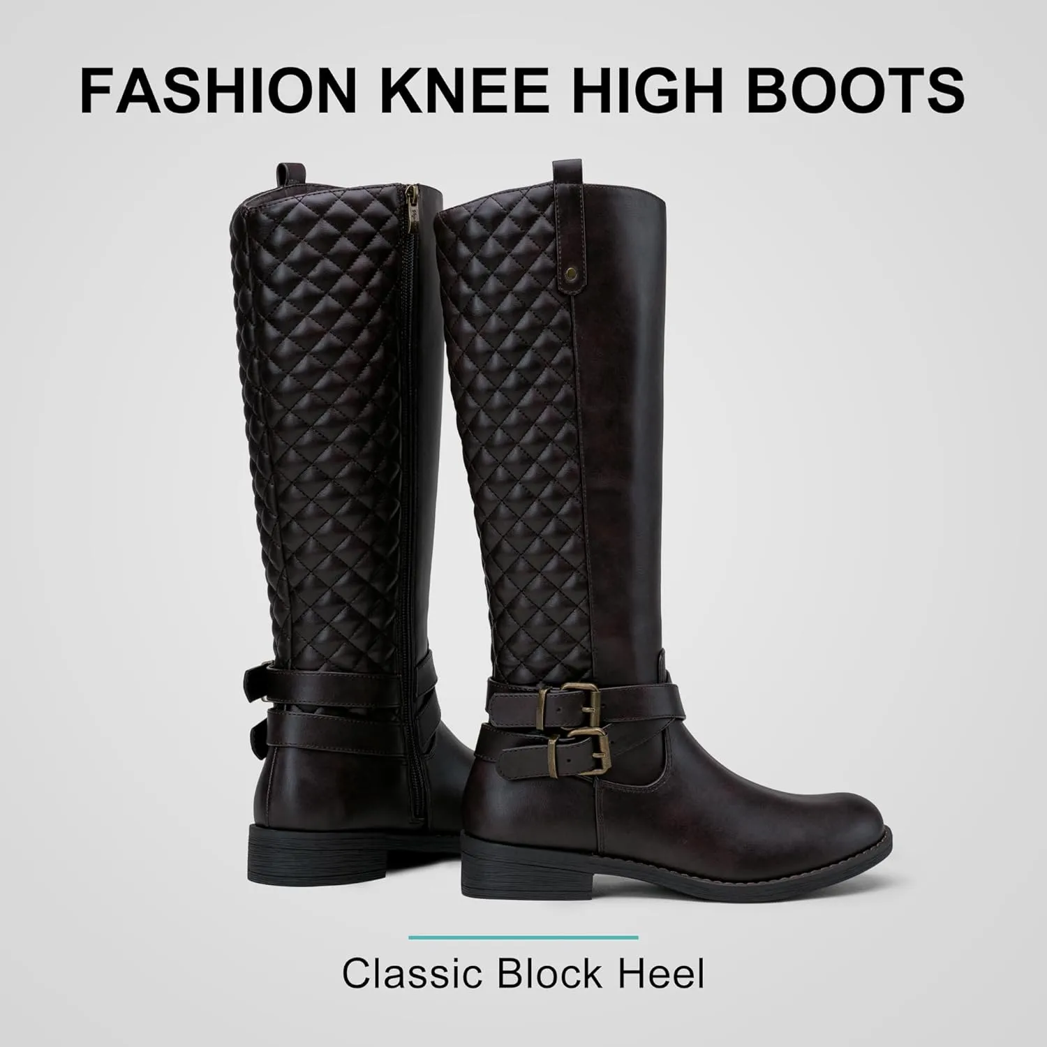 Vepose Women's 949 Knee High Boots,Tall Riding Boots Low Heel with Wide Calf