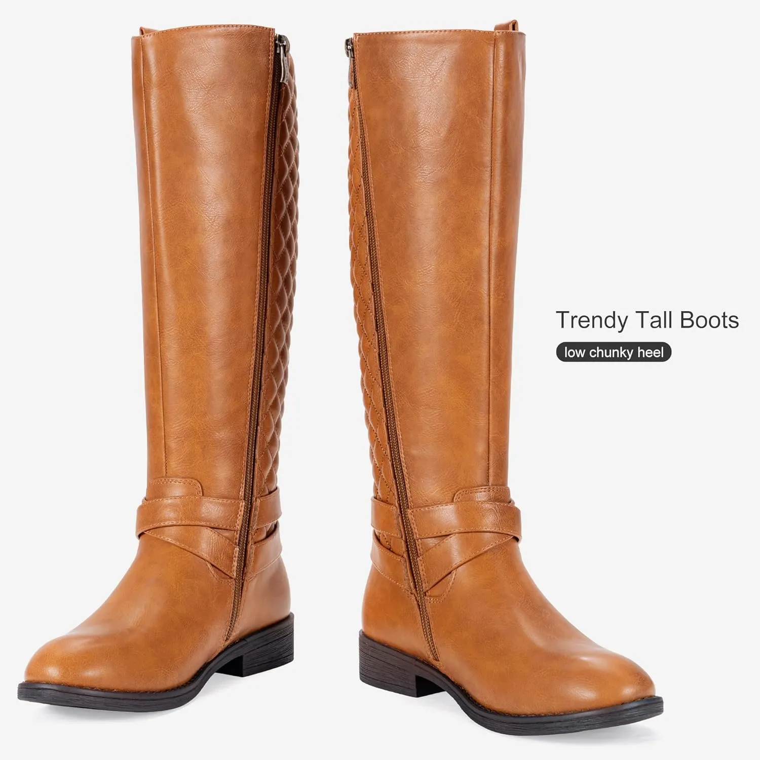 Vepose Women's 949 Knee High Boots,Tall Riding Boots Low Heel with Wide Calf